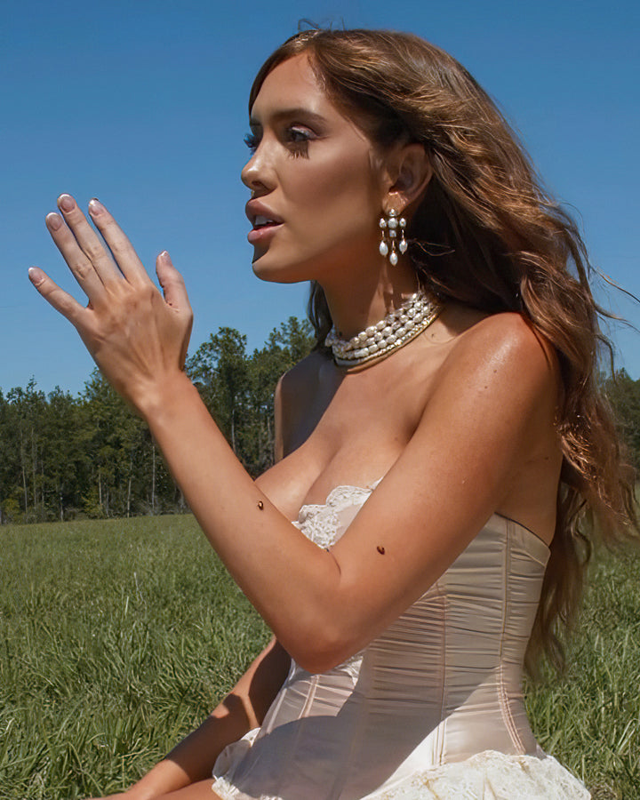Sang Pearl Cross Earrings