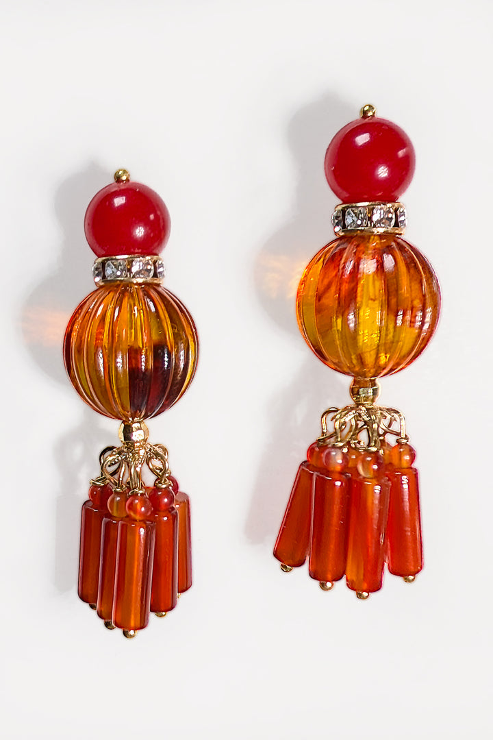 Poppy Carnelian Tassel Earrings